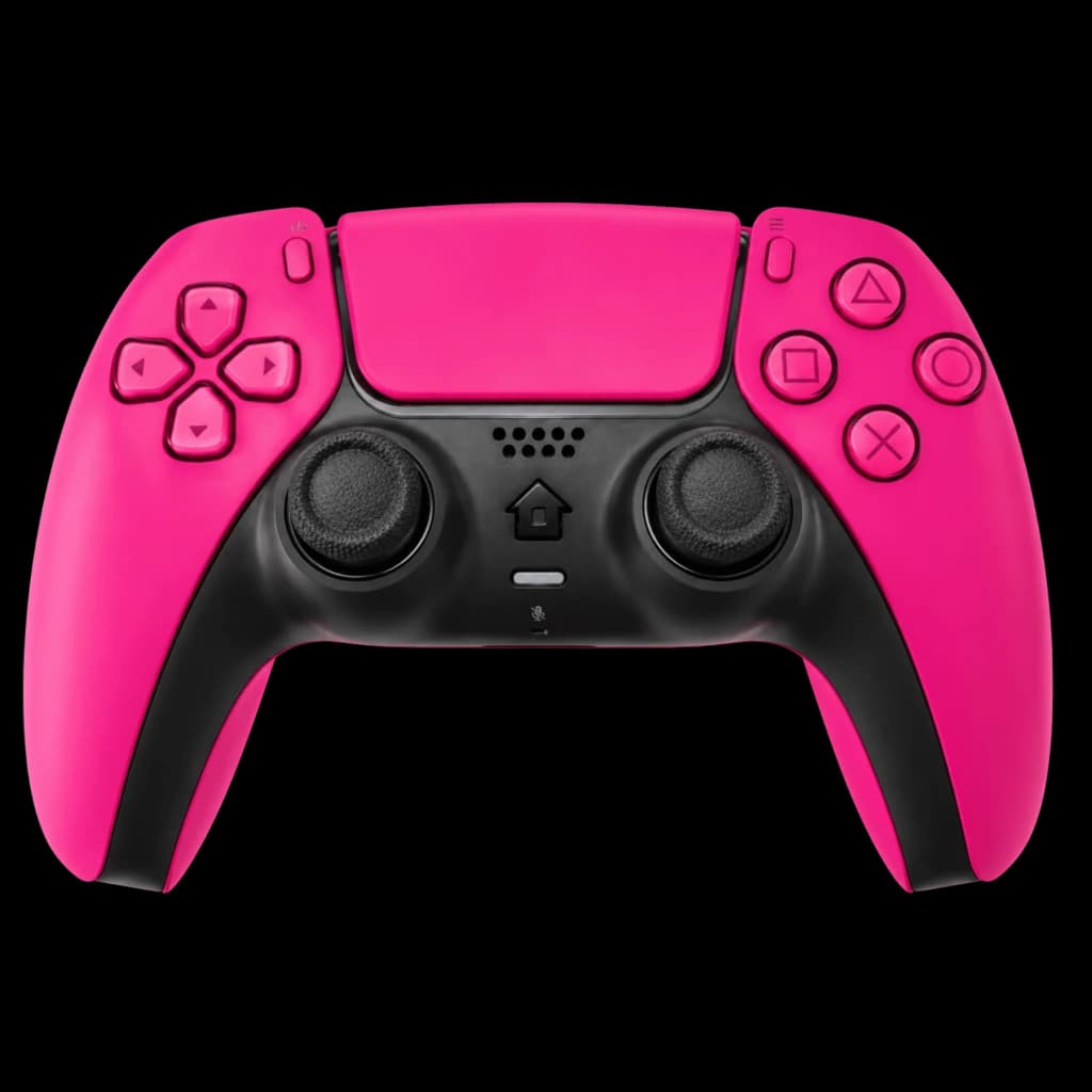 Powergaming Comando Sem Fios Compatível PS5 Rosa com design ergonômico, botões táteis, dois analógicos, touchpad central e iluminação LED discreta