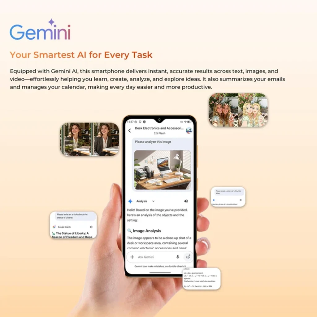 Smartphone Oukitel C17 azul com tela 6,52 HD, câmera traseira tripla com lente principal 13 MP, notch em gota e design elegante; bateria 5000 mAh - Item4