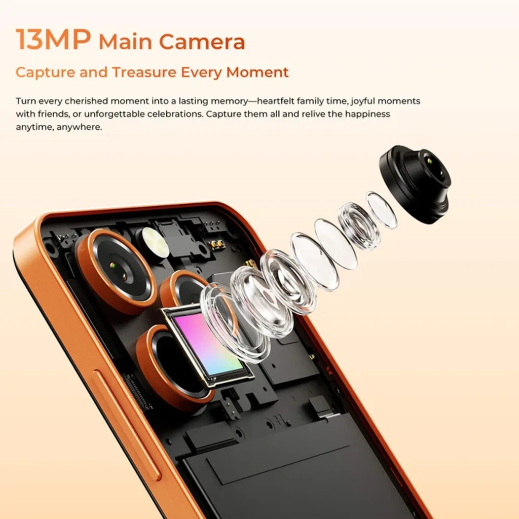 Smartphone Oukitel C17 azul com tela 6,52 HD, câmera traseira tripla com lente principal 13 MP, notch em gota e design elegante; bateria 5000 mAh - Item3