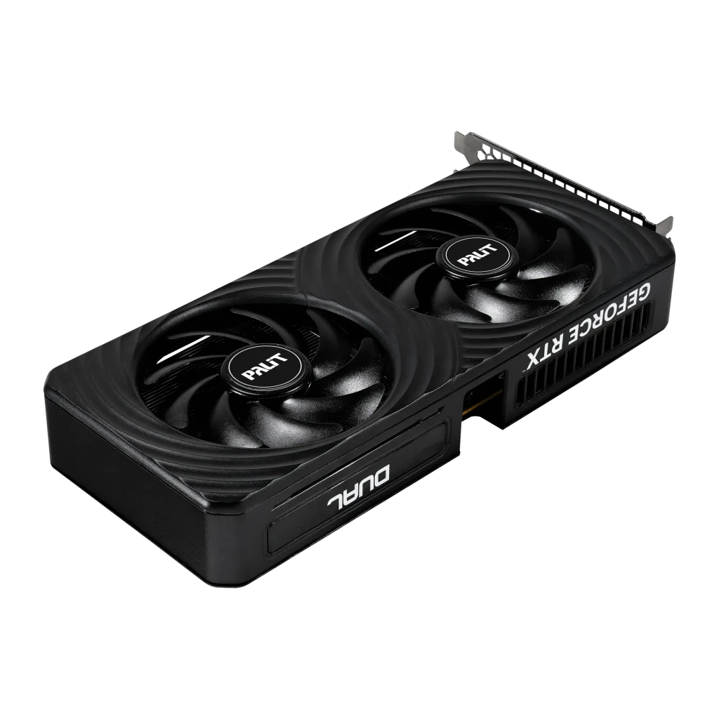 Palit GeForce RTX 5050 Dual 8GB negro, caja y tarjeta: caja verde con logo 8GB junto a la GPU en posición vertical mostrando - Ítem1