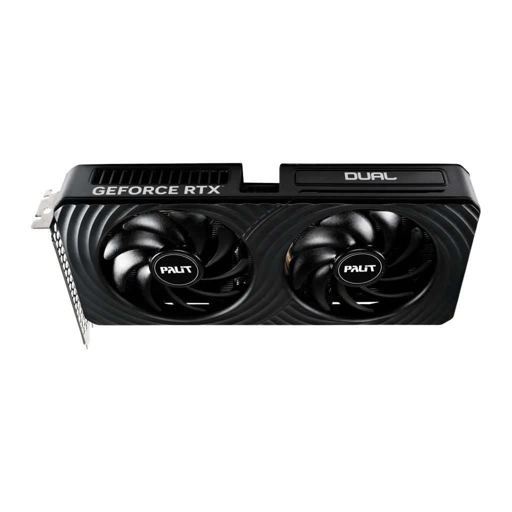 Palit GeForce RTX 5050 Dual 8GB negro, caja y tarjeta: caja verde con logo 8GB junto a la GPU en posición vertical mostrando - Ítem3