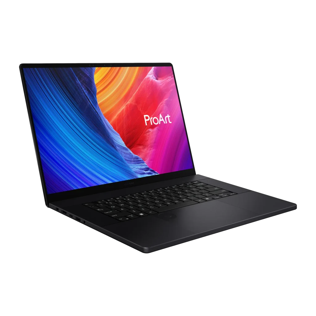 ASUS ProArt OLED H7606WM 2TB noir, vue de face: écran OLED allumé avec logo ProArt et clavier QWERTY visible - Ítem2