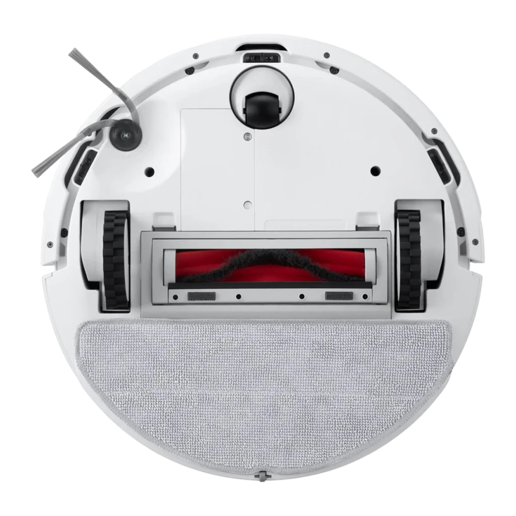 Roborock Robô aspirador Q7 Branco, vista diagonal frontal: corpo redondo branco, sensor LiDAR central e base de carregamento - Item4