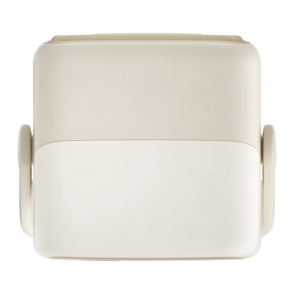 JMGO N1S Nano Projecteur 16GB Beige, vue avant en angle: objectif optique, capteur et support articulé inférieur - Ítem4