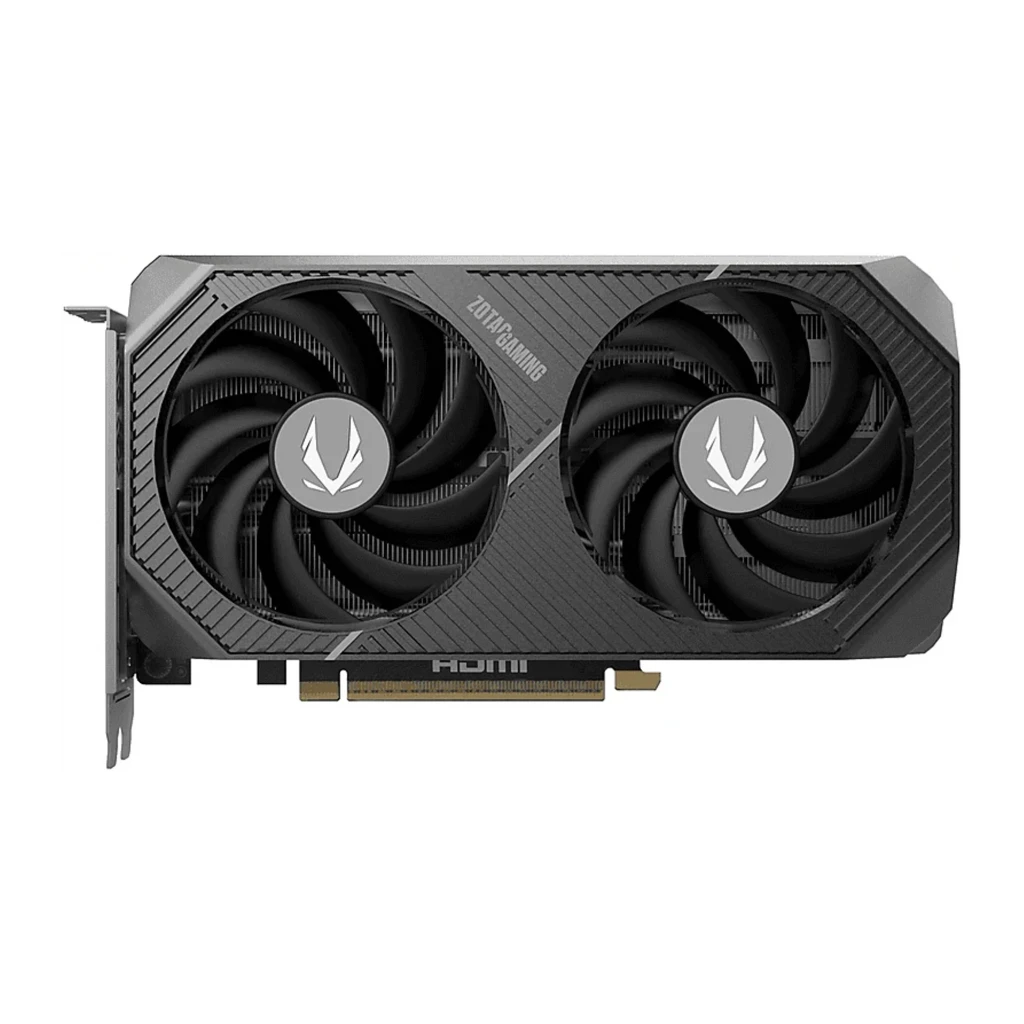 ZOTAC Gaming GeForce RTX 5060 Ti Twin Edge 8GB, producto y caja: tarjeta gráfica negra con dos ventiladores junto a su - Ítem3