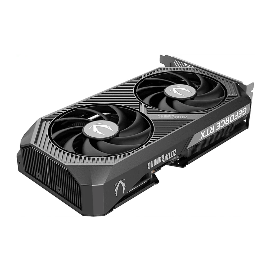 ZOTAC Gaming GeForce RTX 5060 Ti Twin Edge 8GB, producto y caja: tarjeta gráfica negra con dos ventiladores junto a su - Ítem4