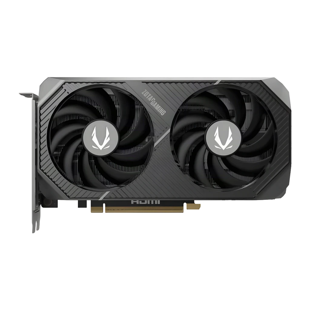 ZOTAC Gaming GeForce RTX 5060 Ti Twin Edge 8GB, producto y caja: tarjeta gráfica negra con dos ventiladores junto a su - Ítem5