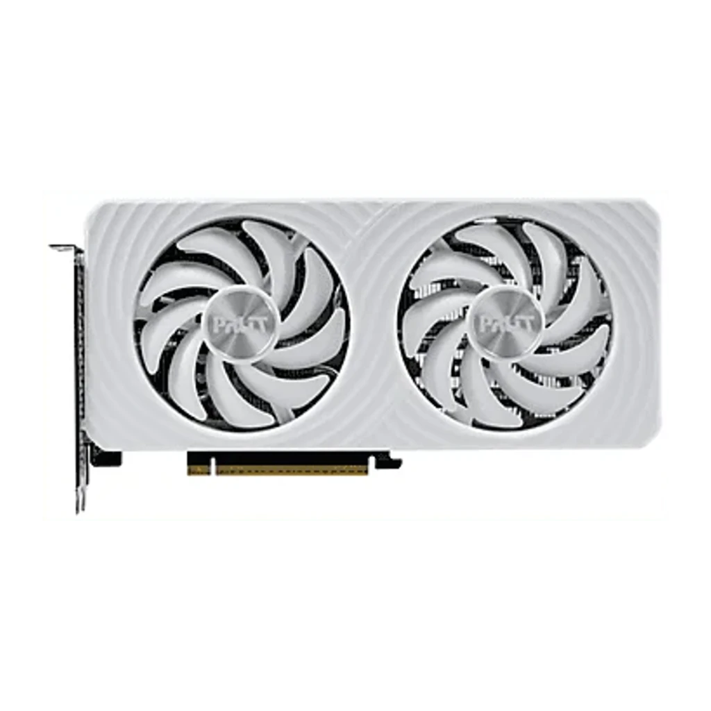 Palit GeForce RTX 5060 Ti OC WHITE 8GB blanco, vista frontal en ángulo: carcasa blanca con dos ventiladores y bracket - Ítem2