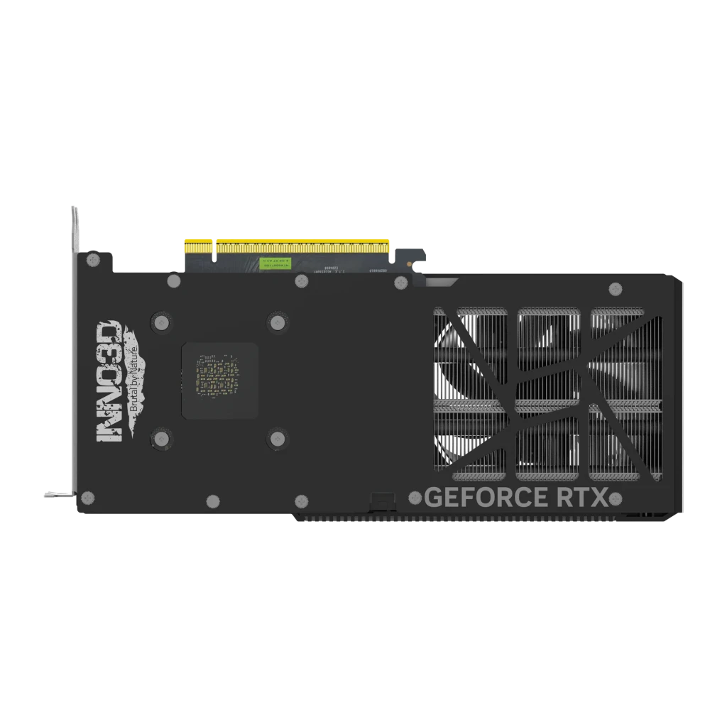 Inno3D GeForce RTX 5060 Ti 8GB TWIN X2 negro gris, kit con caja: tarjeta gráfica en ángulo frontal junto a caja negra Twin - Ítem2