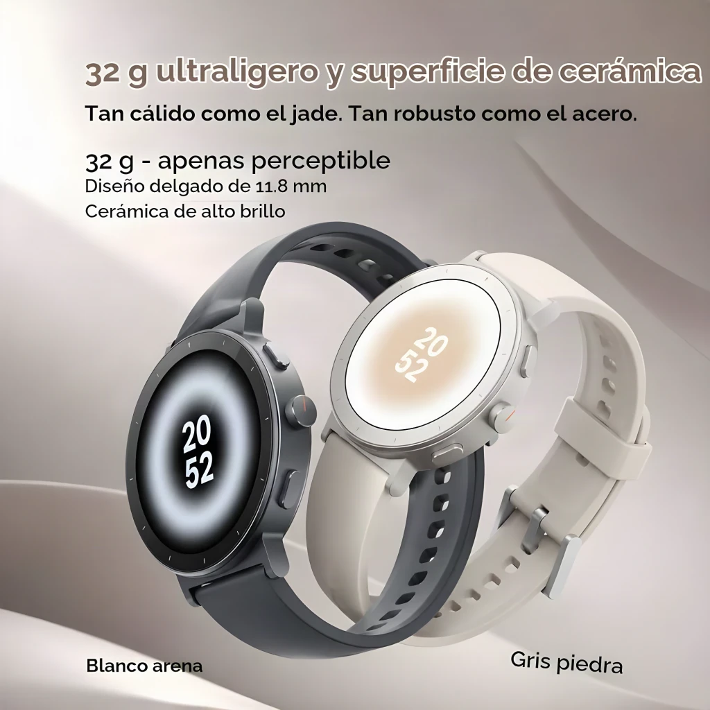 Realme Watch S5 Blanc GPS 5 GNSS Appels Bluetooth SpO2, Fréq. Cardiaque, Stress, deux coloris: Blanc sable et Gris pierre