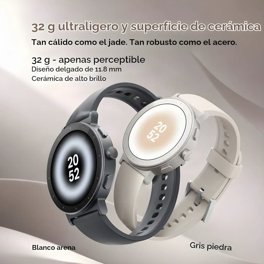 Realme Watch S5 Blanc GPS 5 GNSS Appels Bluetooth SpO2, Fréq. Cardiaque, Stress, deux coloris: Blanc sable et Gris pierre