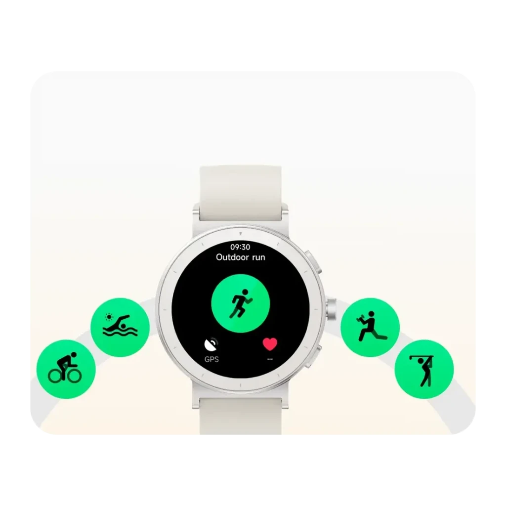 Realme Watch S5 Blanc GPS 5 GNSS Appels Bluetooth SpO2, Fréq. Cardiaque, Stress, modes sport: écran outdoor run avec icônes