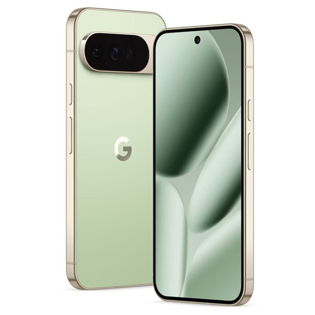 Google Pixel 10 Pro XL verde renovado en excelente estado, pantalla AMOLED casi sin bordes y cámara trasera triple horizontal con flash, logo G centrado - Ítem6