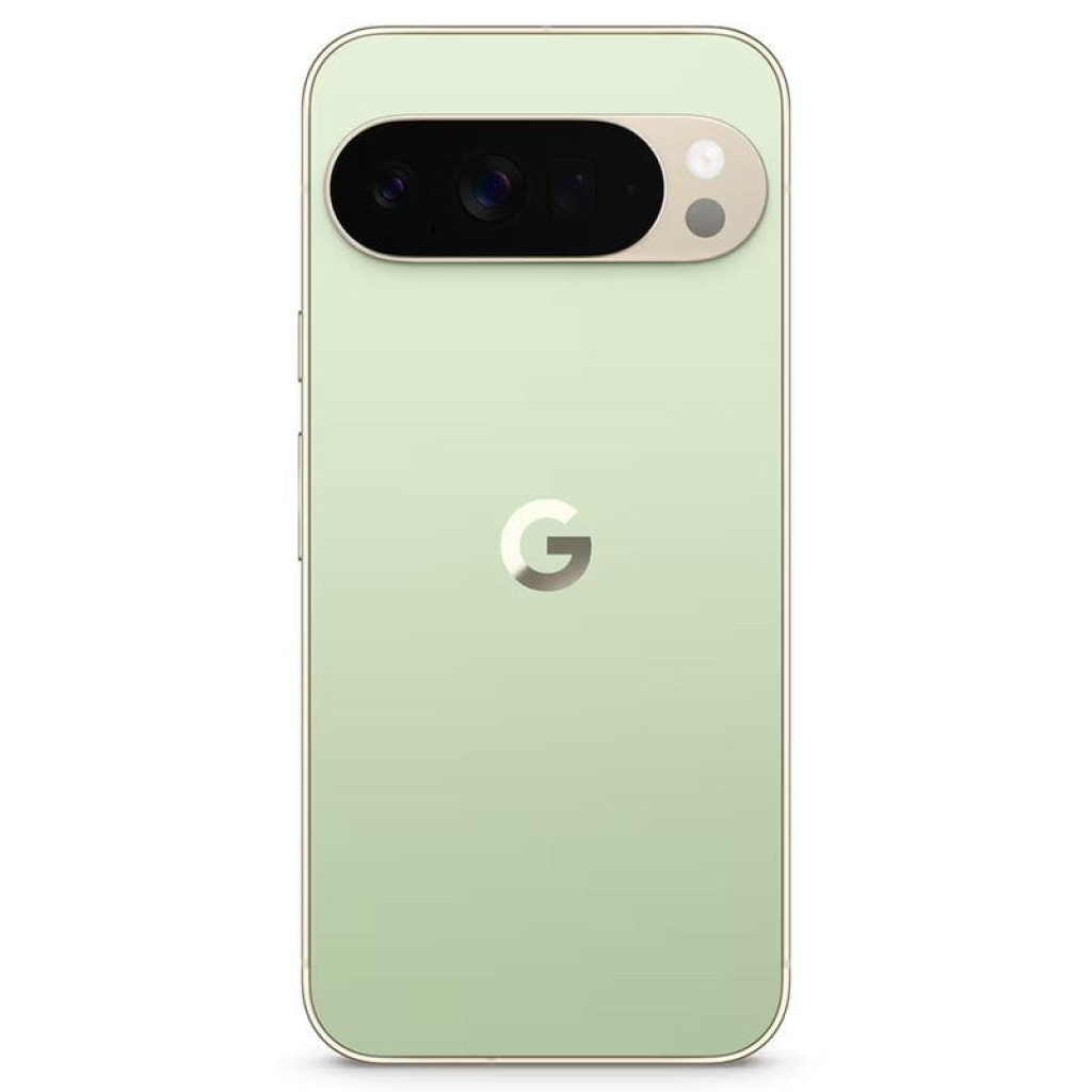 Google Pixel 10 Pro XL verde renovado en excelente estado, pantalla AMOLED casi sin bordes y cámara trasera triple horizontal con flash, logo G centrado - Ítem4