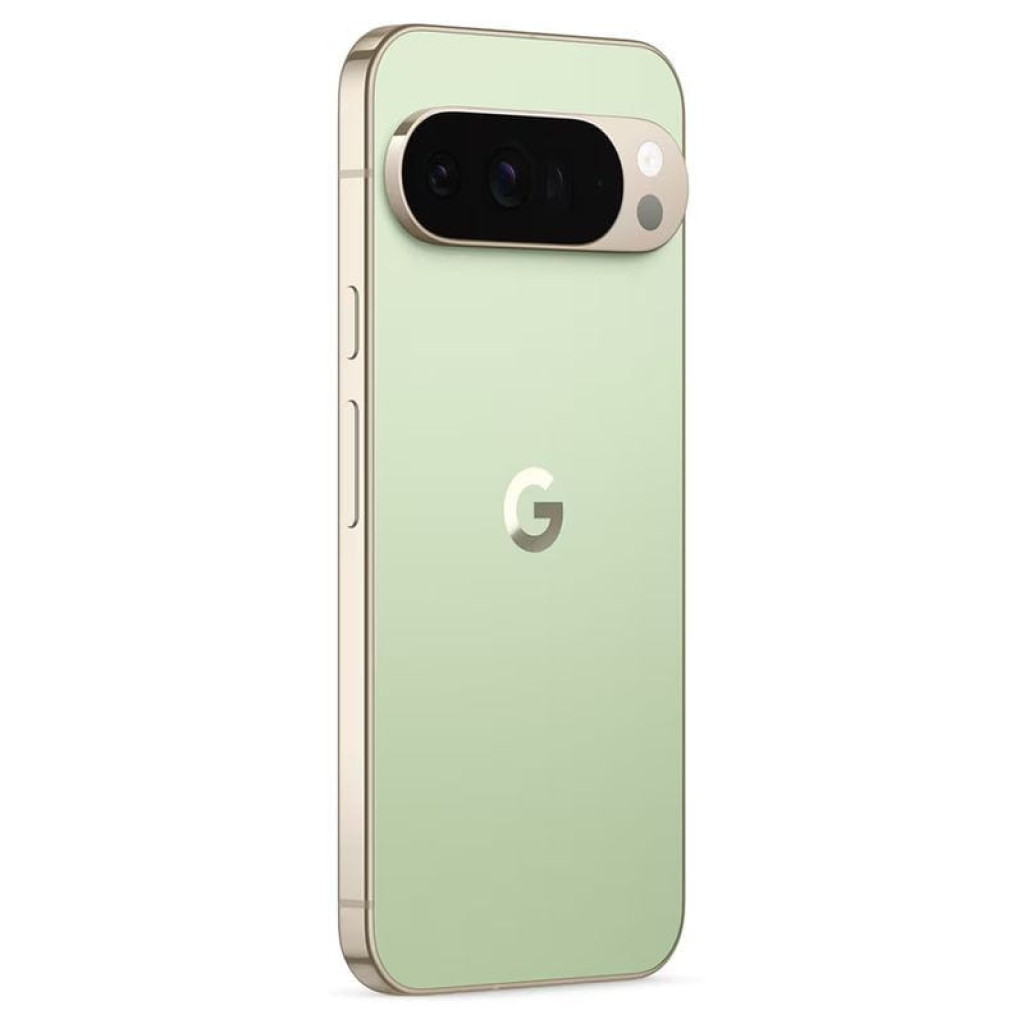 Google Pixel 10 Pro XL verde renovado en excelente estado, pantalla AMOLED casi sin bordes y cámara trasera triple horizontal con flash, logo G centrado - Ítem2