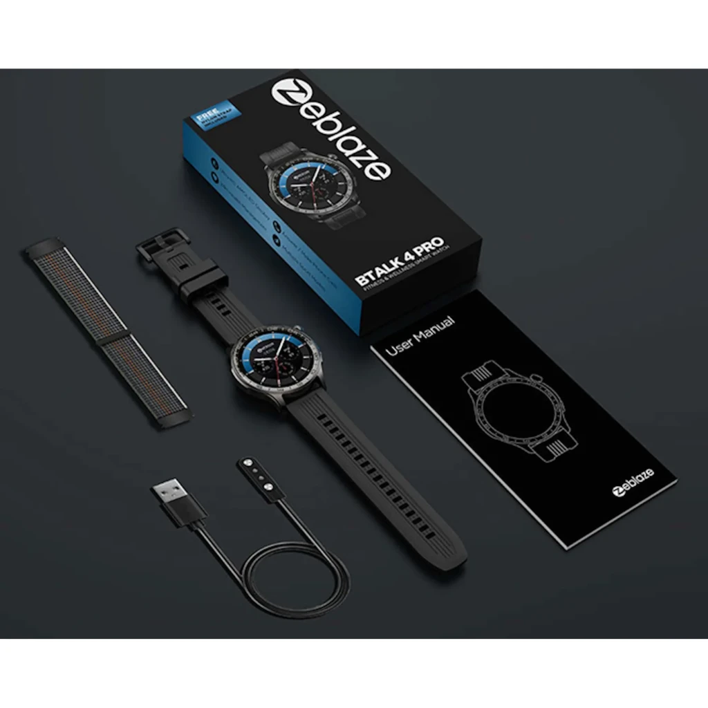 Zeblaze Btalk 4 Pro Negro Llamadas Bluetooth Monitor de Salud SpO2 Batería 14 Días, contenido de caja: reloj, correa extra