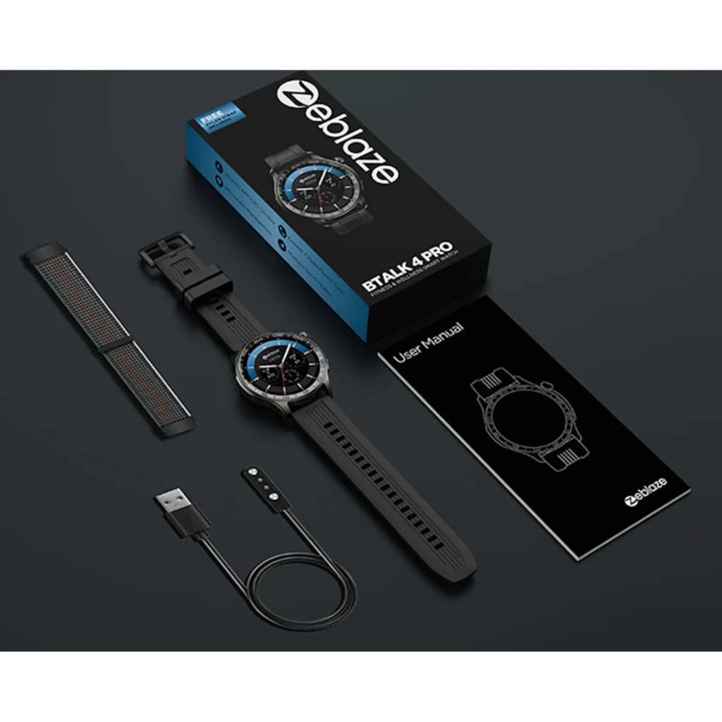Zeblaze Btalk 4 Pro Negro Llamadas Bluetooth Monitor de Salud SpO2 Batería 14 Días, contenido de caja: reloj, correa extra