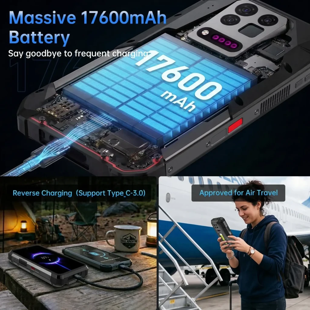 Unihertz 8849 Tank 5 Pro 5G robusto con carcasa reforzada, cámara FLIR 160x120, linterna trasera grande, botones rojos y pantalla con visión térmica - Ítem7
