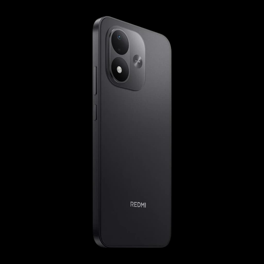 Xiaomi Redmi Note 17 5G negro con trasera mate y módulo de cámara dual en esquina, lente principal grande y secundaria, logo REDMI en la parte baja