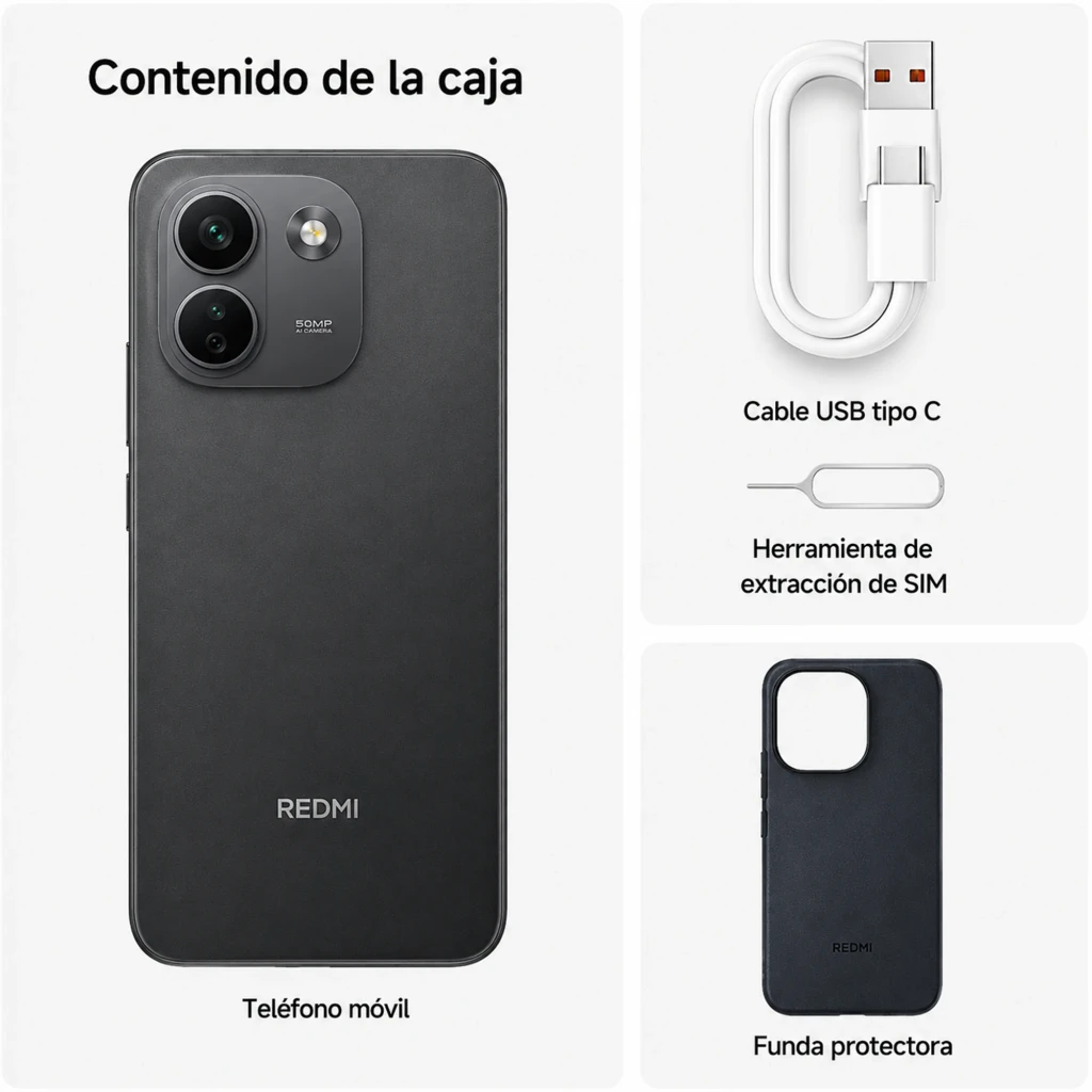 Xiaomi Redmi Note 17 Pro Max 5G blanco fotocromático, 6,83 pulgadas AMOLED 120Hz, frontal con agujero central y doble cámara trasera grande en esquina - Ítem4