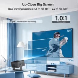 Projecteur Magcubic HY450 MAX FHD 1100 ANSI noir, ratio 1.0:1, image jusquà 135 pouces, idéal 1.3 m à 2.2 m, boîtier compact avec ventilation