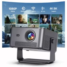 Projecteur Magcubic HY450 MAX FHD 1100 ANSI Noir avec lentille multicolore, support 4K 8K, WiFi 6, Bluetooth 5.4, support réglable et ventilation perforée