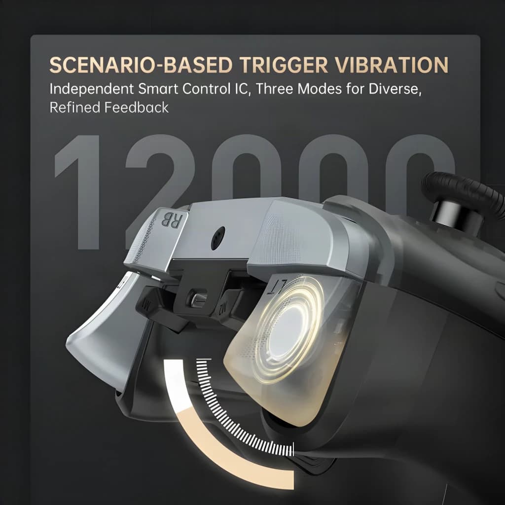 Mando Machenike G5 Pro V2 Negro Inalámbrico Bluetooth 5.0 + 2.4G, detalle gatillo: vibración por escenario con joystick