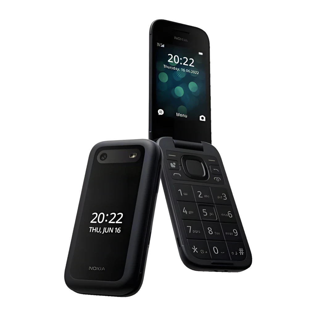 Nokia 2660 TA-1474 4G DS Negro: celular flip preto com tela interna colorida, visor externo com hora, câmera traseira, teclas grandes e corpo compacto - Item5
