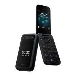 Nokia 2660 TA-1474 4G DS Noir, téléphone à clapet avec deux écrans, clavier large rétroéclairé, coque noire mate, caméra arrière et haut-parleur