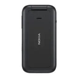Nokia 2660 TA-1474 4G DS Noir vu de dos, coque noire mate, logo Nokia vertical, clapet arrondi, bouton latéral visible, design compact et robuste