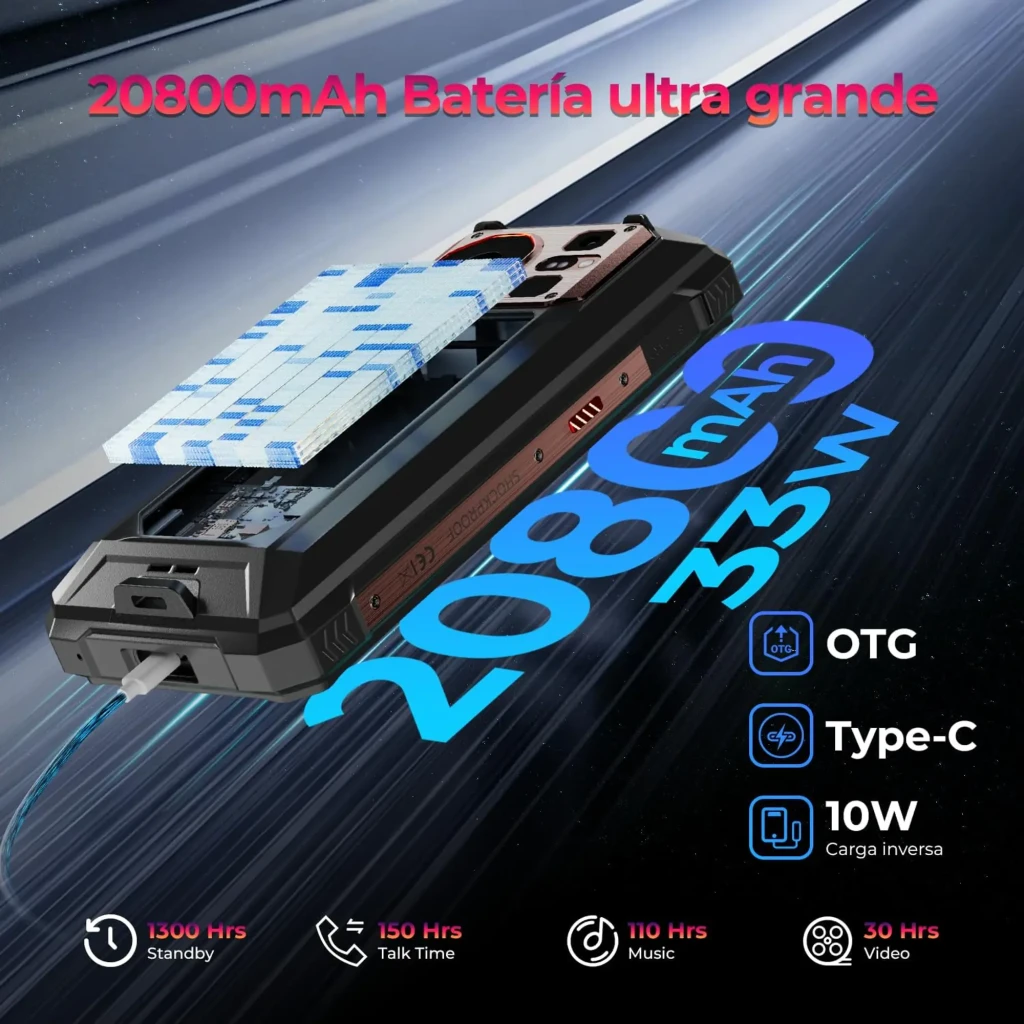 Hotwav W11 Pro dorado robusto con marco reforzado, pantalla 6,6 pulgadas 120Hz, módulo trasero 64MP y gran luz LED, botones laterales y diseño rugerizado - Ítem3