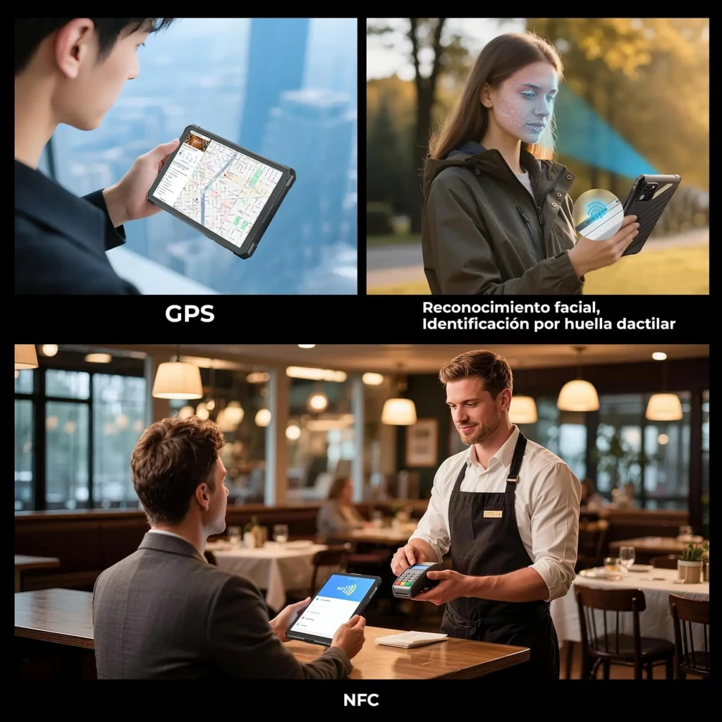 Hotwav R11 Pro tablet robusta IP68 de 8.7 pulgadas, pantalla 120Hz con biseles gruesos, cuerpo rugerizado negro, cámara trasera dual y lápiz táctil plateado - Ítem5