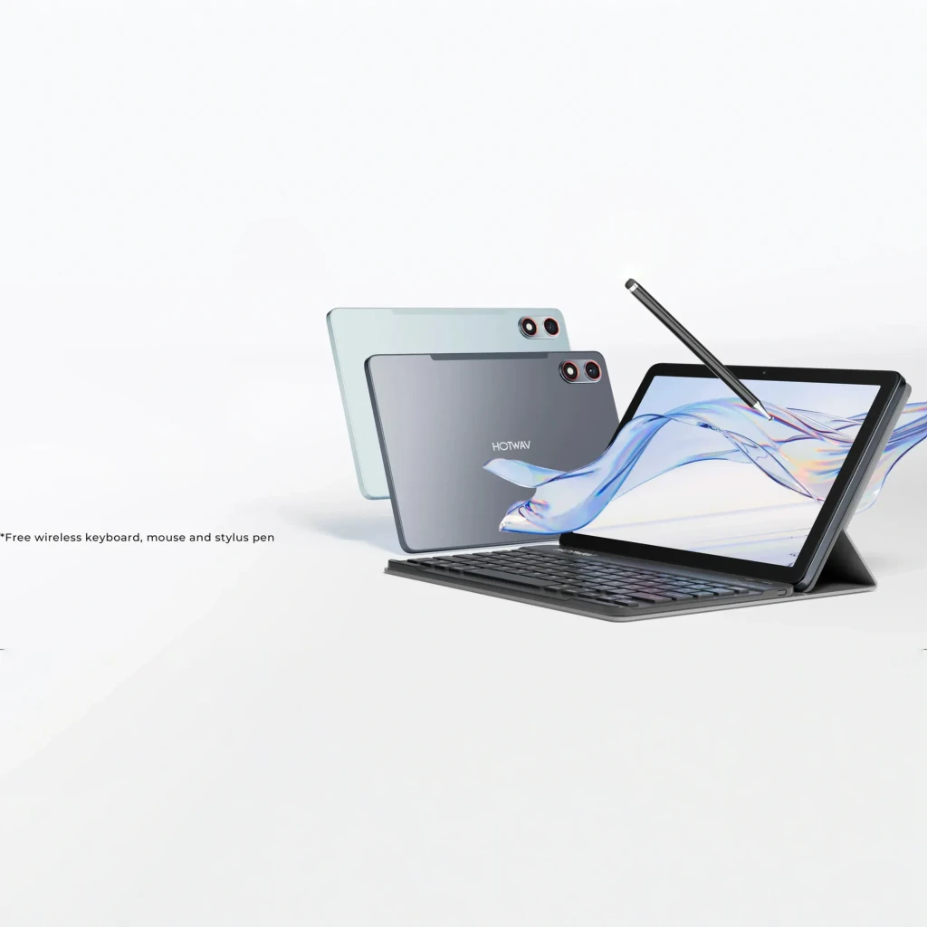 Tablet Hotwav Pad 13 Pro 10,1 pulgadas gris, pantalla amplia con biseles delgados, doble cámara trasera con flash, frontal centrada, cuerpo metálico elegante - Ítem1
