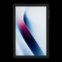 Hotwav Pad 13 Pro tablet 10,1 polegadas com moldura preta fina, tela IPS ampla com curvas de cor azul e vermelho ao centro, câmera frontal centralizada