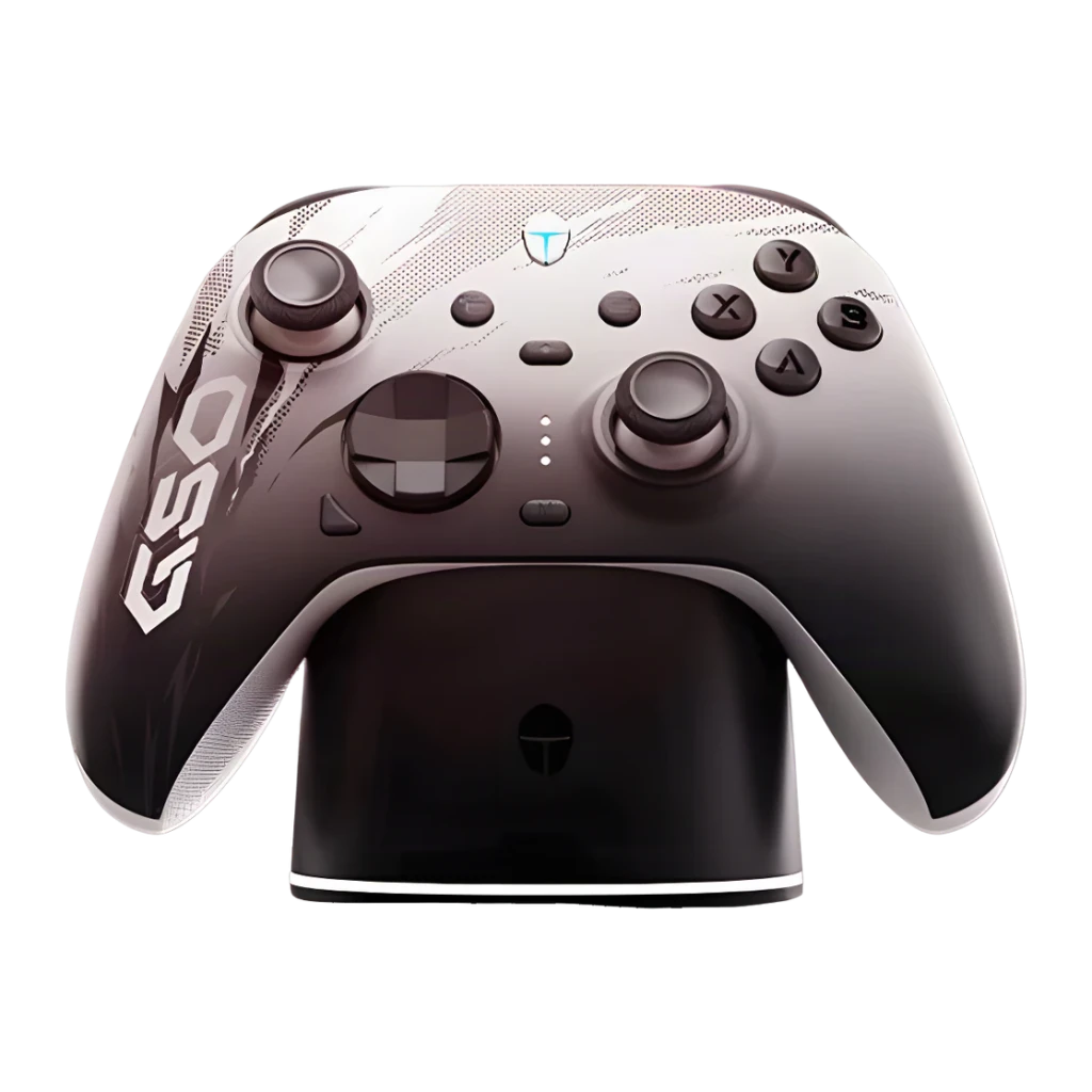 Comando gaming Thunderobot G50 8K Kit Sem Fios Tri-modo PC/Switch/Android, frontal: gradiente branco a preto com base