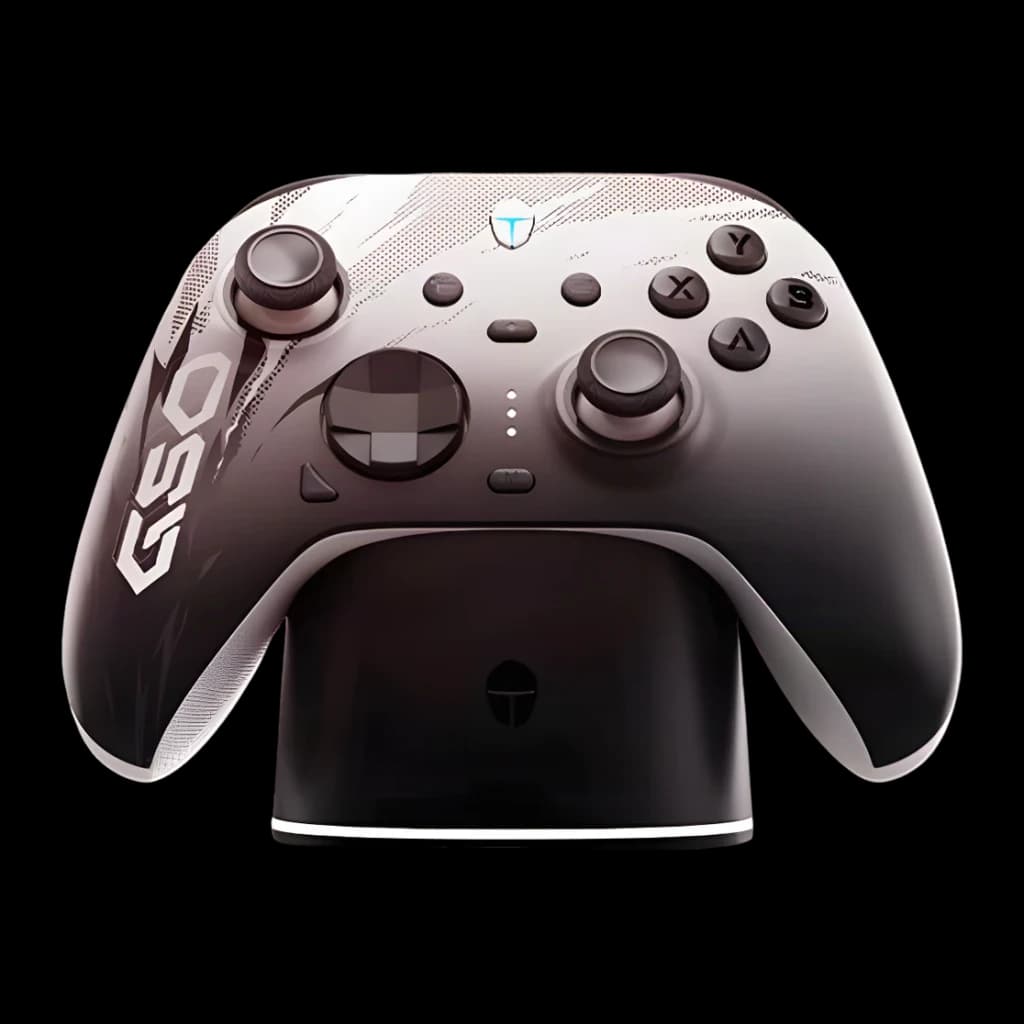 Comando gaming Thunderobot G50 8K Kit Sem Fios Tri-modo PC/Switch/Android, frontal: gradiente branco a preto com base