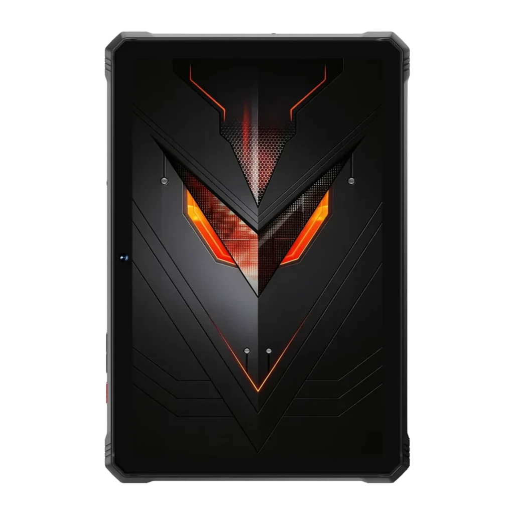 Hotwav R9 Pro Max 5G tablet rugged negra de 11 pulgadas, diseño robusto con bordes reforzados, doble cámara trasera vertical y pantalla con acentos naranjas - Ítem2