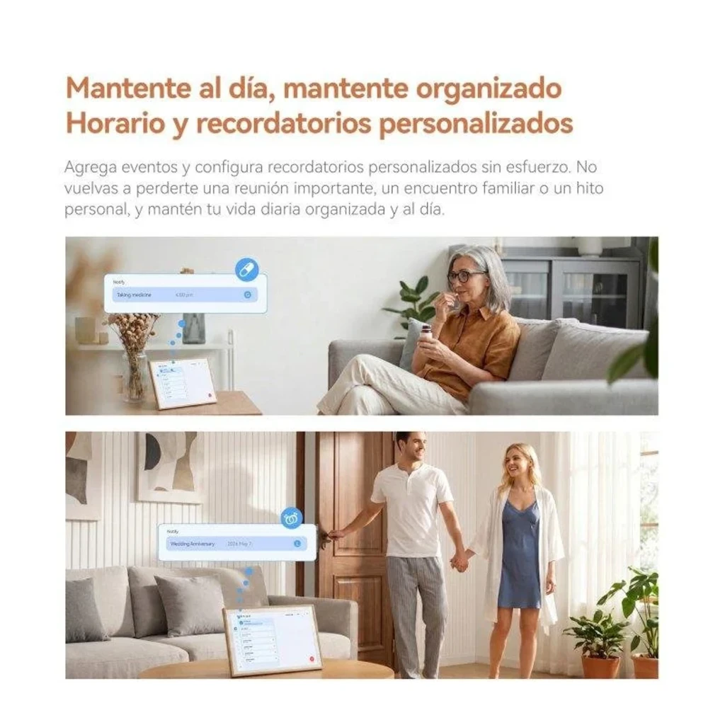 Pantalla IPS de 10,1 pulgadas con marco de madera, interfaz de calendario y widgets de reloj, hábitos y agenda; incluye sincronización con smartphone WiFi 6 - Ítem4