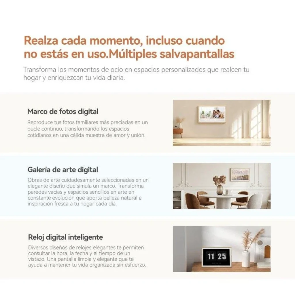Pantalla IPS de 10,1 pulgadas con marco de madera, interfaz de calendario y widgets de reloj, hábitos y agenda; incluye sincronización con smartphone WiFi 6 - Ítem3