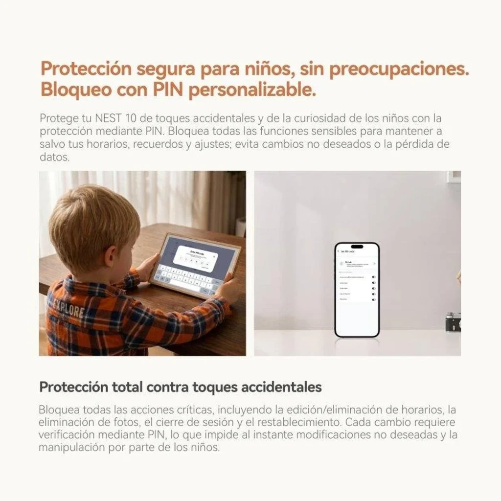 Pantalla IPS de 10,1 pulgadas con marco de madera, interfaz de calendario y widgets de reloj, hábitos y agenda; incluye sincronización con smartphone WiFi 6 - Ítem2