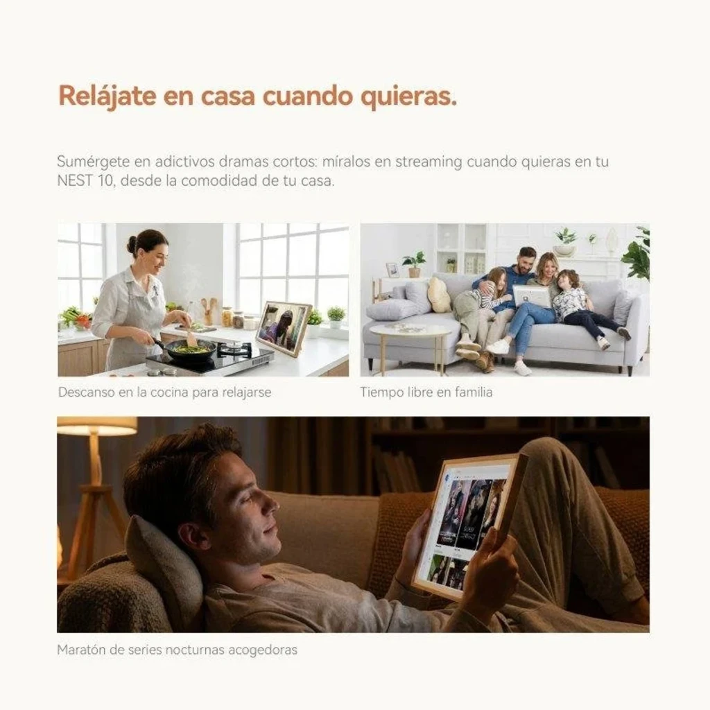 Pantalla IPS de 10,1 pulgadas con marco de madera, interfaz de calendario y widgets de reloj, hábitos y agenda; incluye sincronización con smartphone WiFi 6 - Ítem7