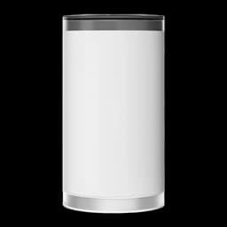 Projetor Curta Distância TS-7 cilíndrico branco com topo cinza; design minimalista, corpo liso, acabamento fosco, ideal para salas modernas