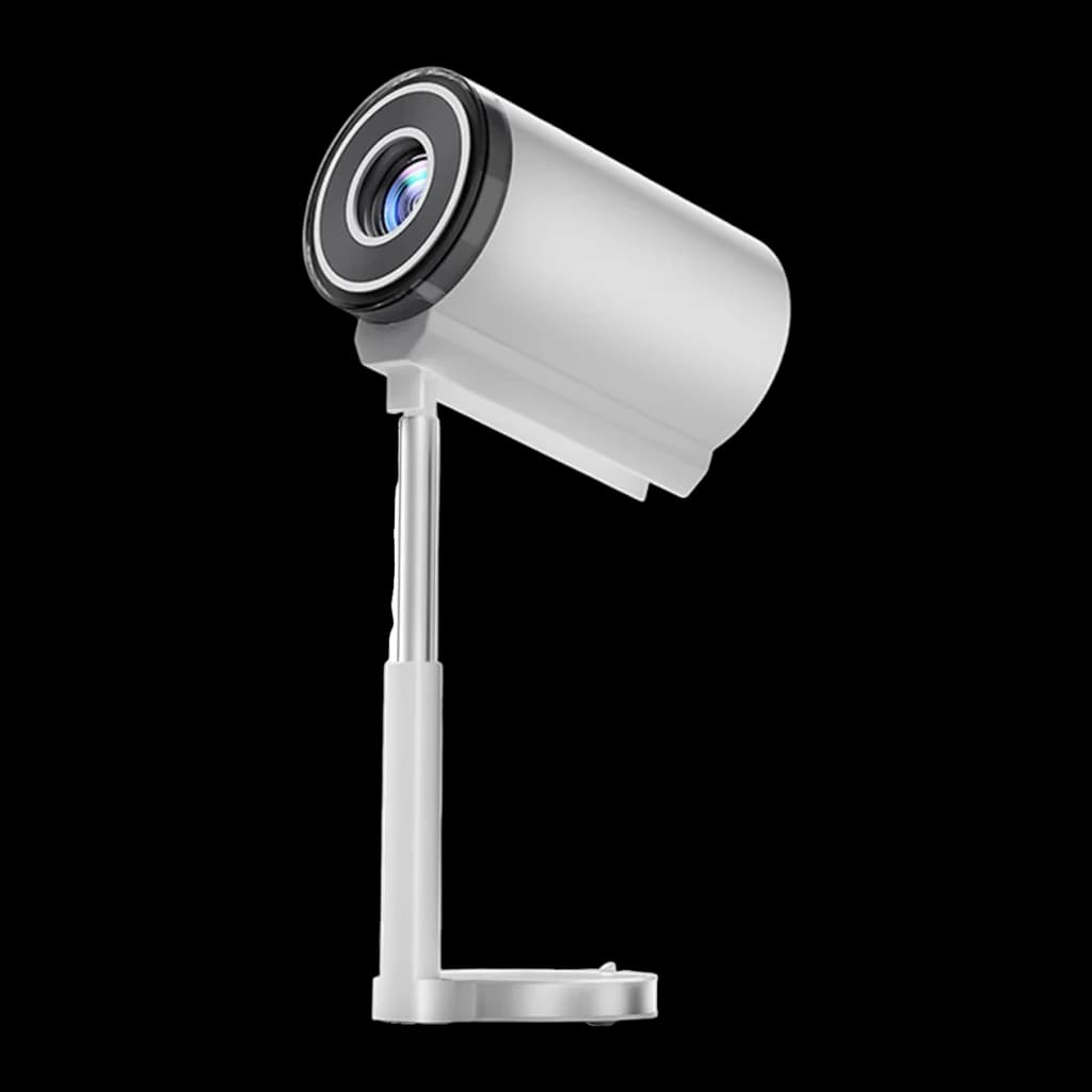 Suporte Projetor Lumi Altura Regulável 585-885mm Prateleira 600x400mm 10kg TS-7, vista lateral: haste extensível e projetor