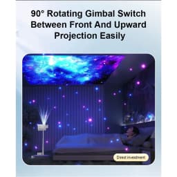 Projecteur TS-9 Pro avec étagère, tête rotative 90°, projection frontale ou au plafond, ciel étoilé LED, 1080p, 240 ANSI lumens, Android TV intégré