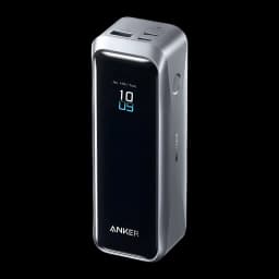 Power Bank Anker Prime 20100mAh 220W en color gris con pantalla digital frontal, bordes curvos y 1 puerto USB-A más 2 puertos USB-C de carga rápida