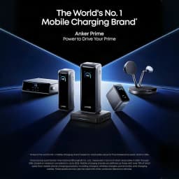 Power Bank Anker Prime 20100mAh 220W en negro con pantalla LED, cuerpo compacto y tres puertos 1 USB-A y 2 USB-C, base de carga y accesorios a juego