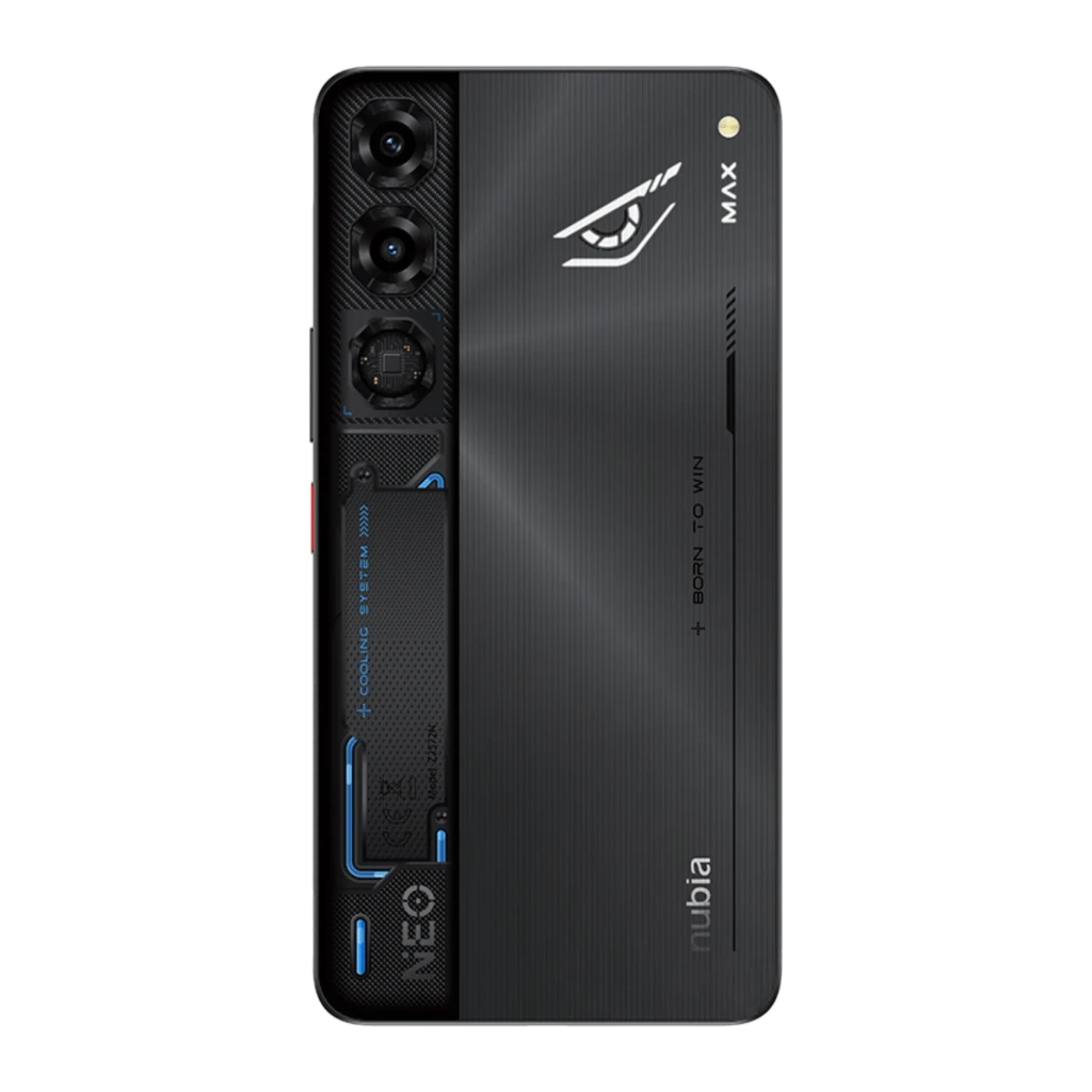 Nubia Neo 5 Max noir, écran 7,5 pouces IPS LCD 120Hz bord à bord, poinçon centré, dos texturé avec triple caméra verticale et accents bleus gaming - Ítem16