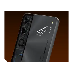Nubia Neo 5 Max 8GB/256GB Titanium Gold com traseira cinza fosca, logotipo iluminado, módulo triplo de câmera e detalhe MAX; design gamer com linhas sutis