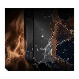 Nubia Neo 5 Max 8GB/256GB Titanium Gold com Neo Triggers 5.0, corpo metálico escuro com detalhes azuis, design robusto com respingos dágua e textura listrada
