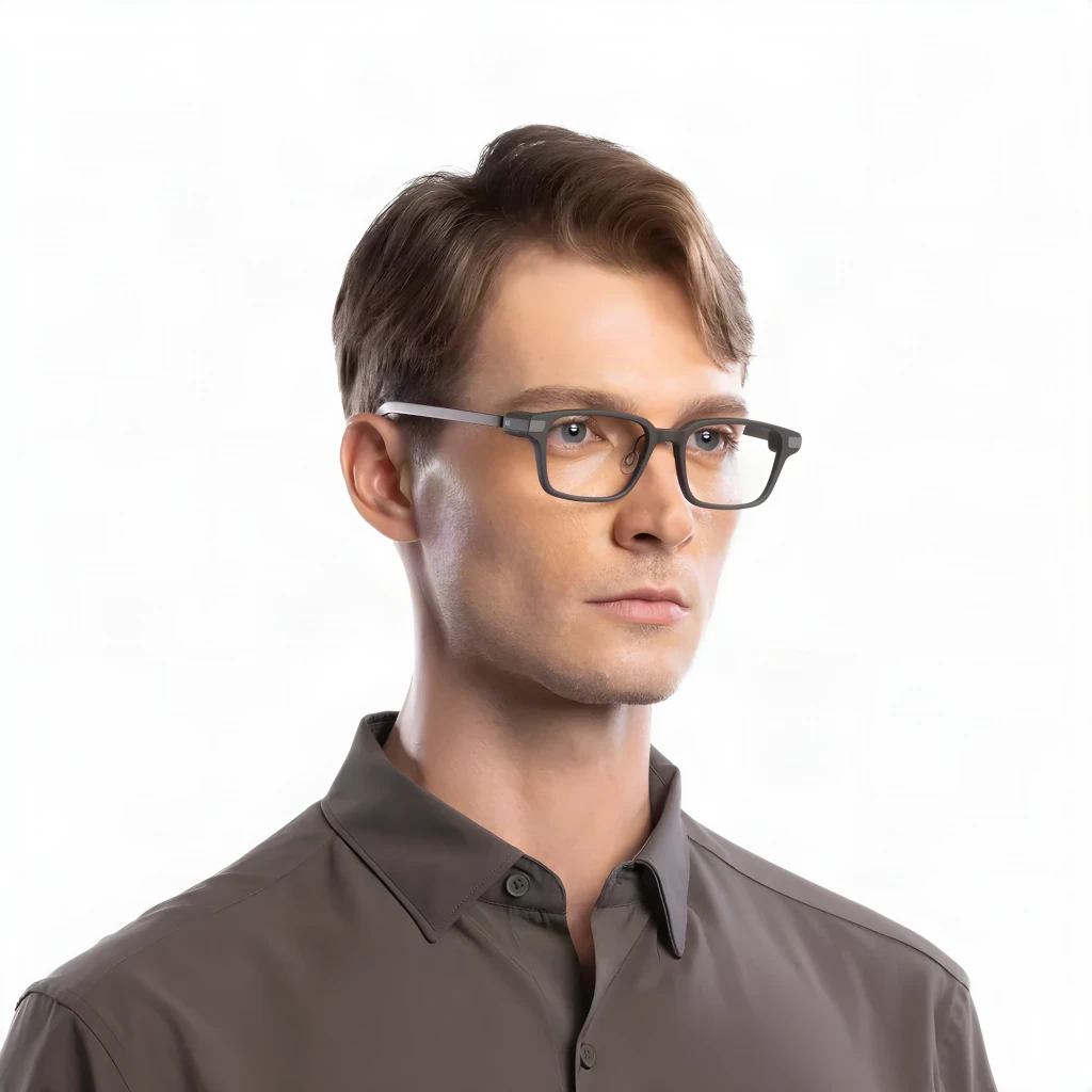 Even Realities G2B AR Glasses Gris Micro LED 640×400 Waveguides binocular, uso: hombre con montura gris puesta, vista